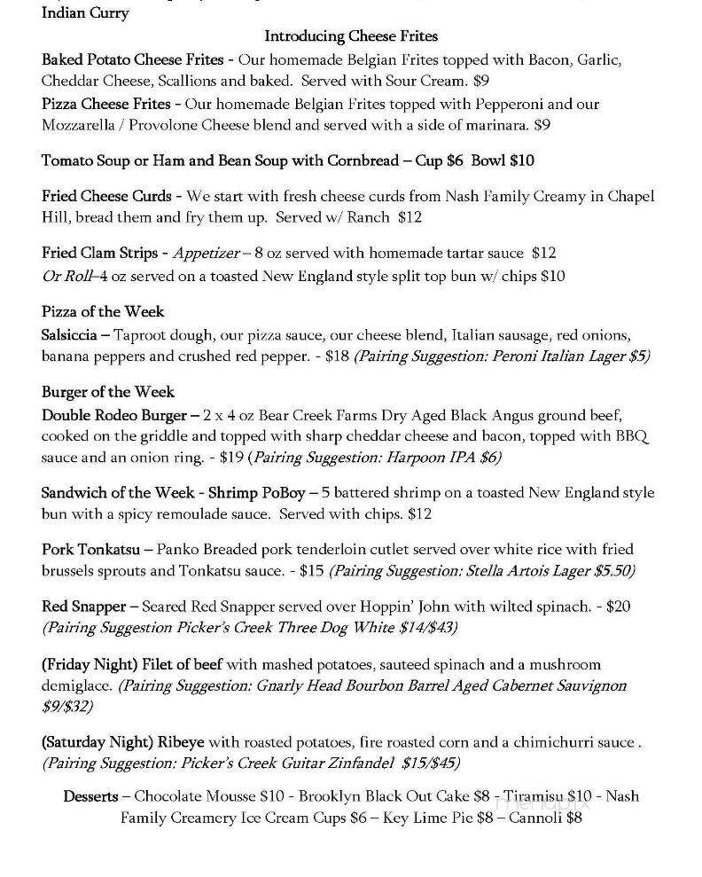Taproot Public House - Lewisburg, TN menu_pic