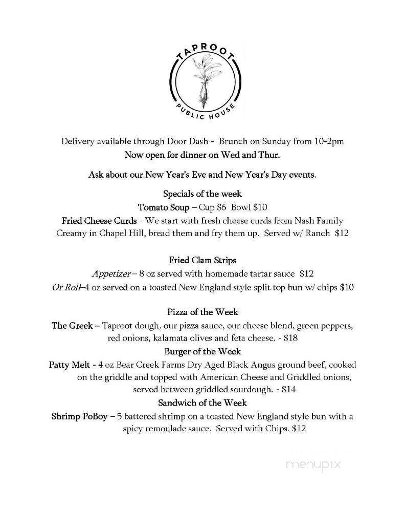 Taproot Public House - Lewisburg, TN menu_pic