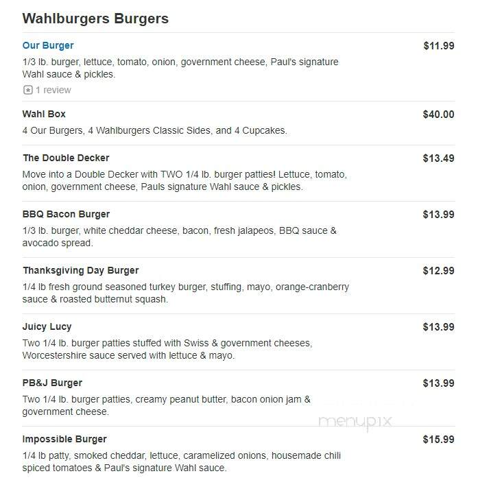 Wahlburgers - Shakopee, MN menu_pic