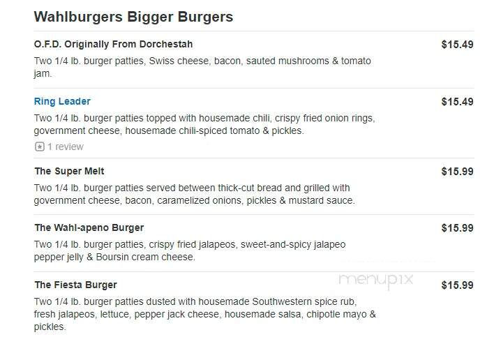 Wahlburgers - Shakopee, MN menu_pic
