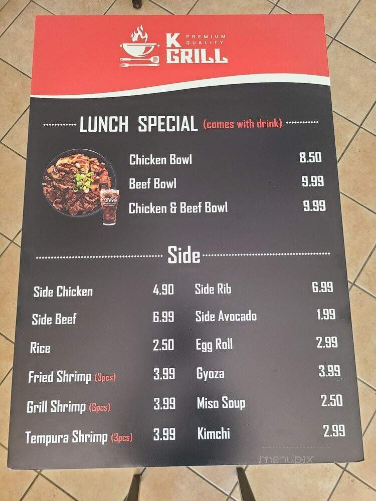 K-Grill - Huntington Beach, CA menu_pic