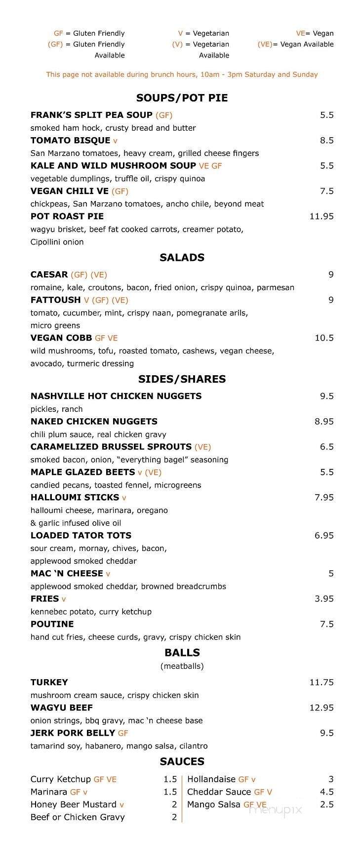 Frank's on Macleod - Calgary, AB menu_pic