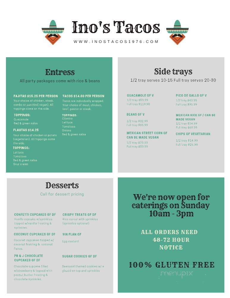 Ino's Tacos - La Grange Park, IL menu_pic