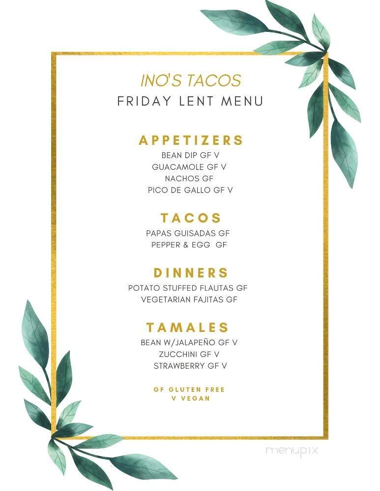 Ino's Tacos - La Grange Park, IL menu_pic