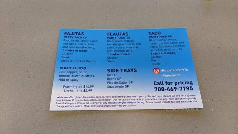 Ino's Tacos - La Grange Park, IL menu_pic