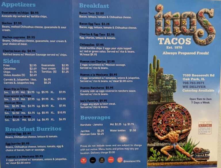 Ino's Tacos - La Grange Park, IL menu_pic