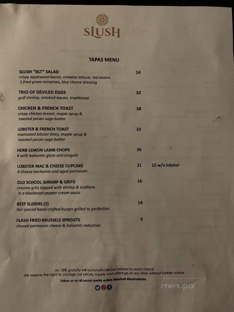 Slush ATL - Atlanta, GA menu_pic