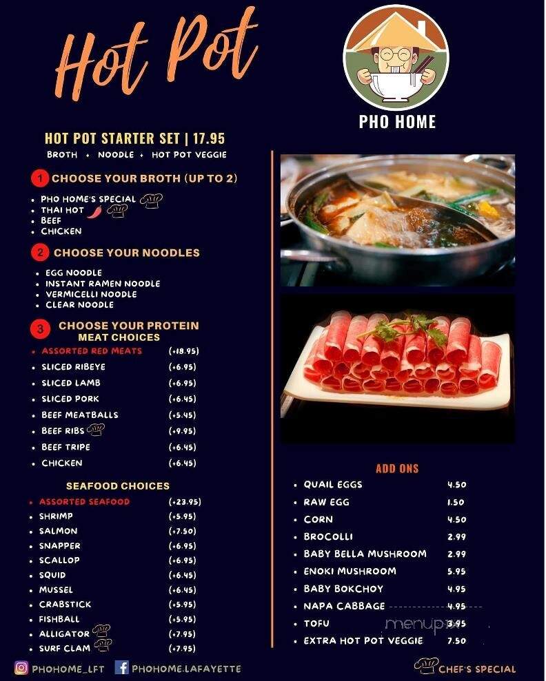 Pho Home - Lafayette, LA menu_pic