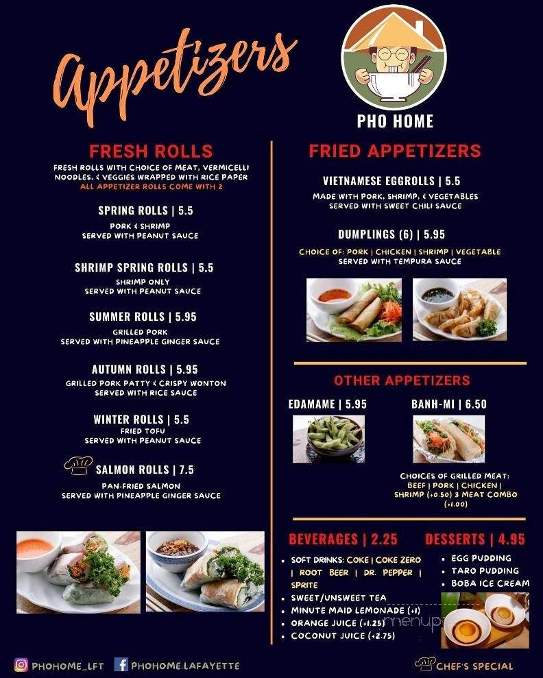 Pho Home - Lafayette, LA menu_pic