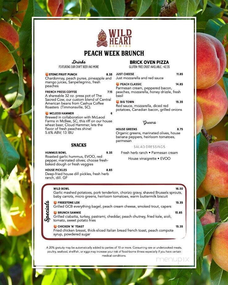 Wild Heart Brewing Company - Hartsville, SC menu_pic