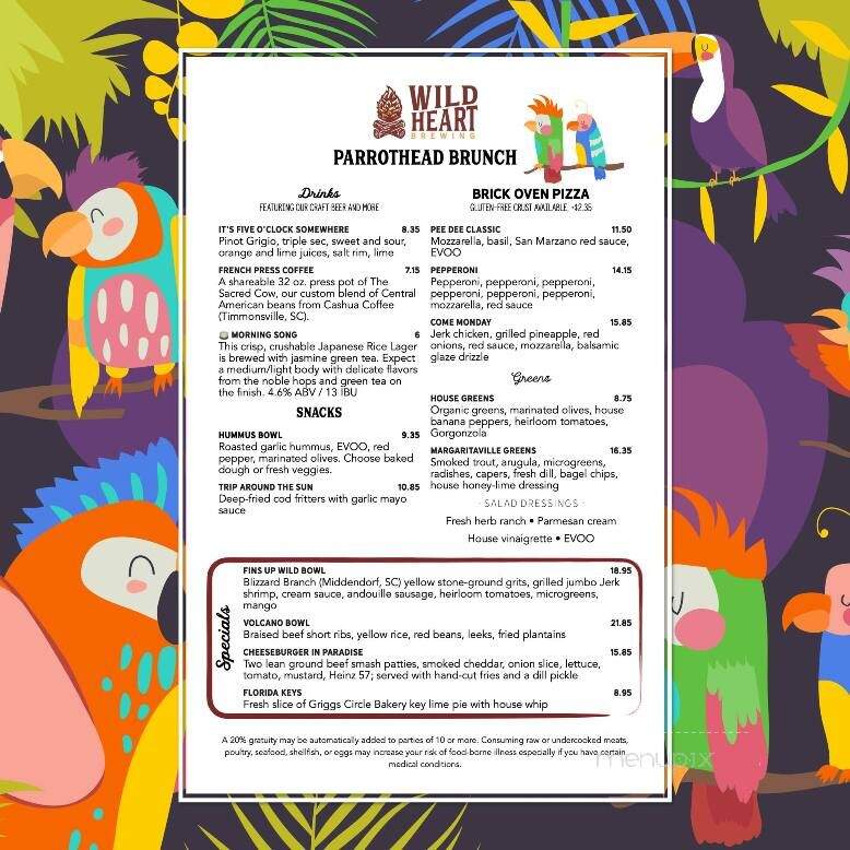Wild Heart Brewing Company - Hartsville, SC menu_pic