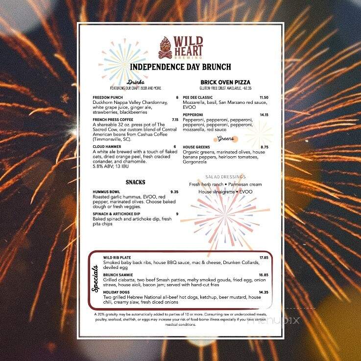 Wild Heart Brewing Company - Hartsville, SC menu_pic