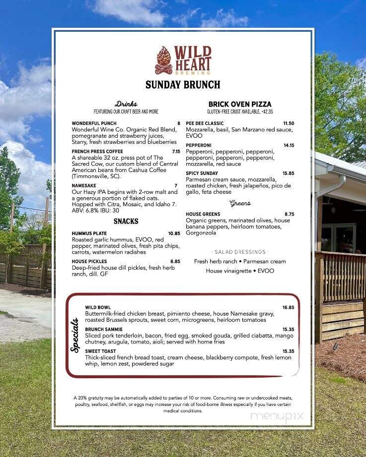 Wild Heart Brewing Company - Hartsville, SC menu_pic