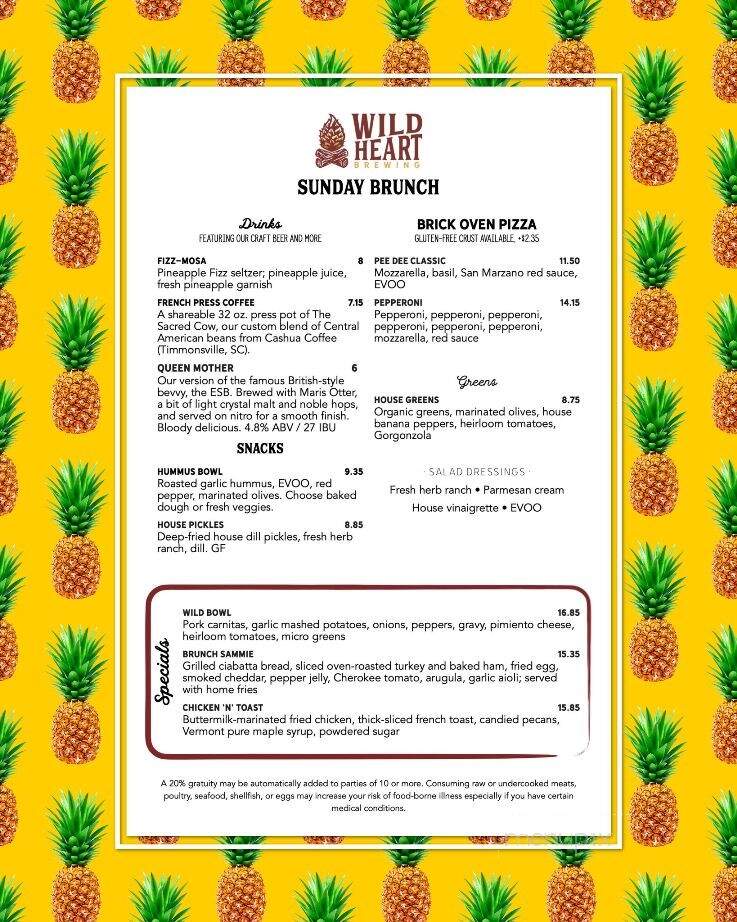 Wild Heart Brewing Company - Hartsville, SC menu_pic