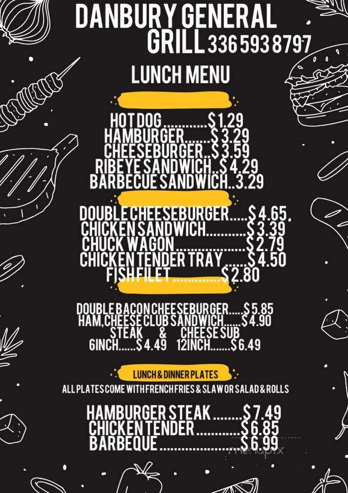 Danbury General Grill - Danbury, NC menu_pic