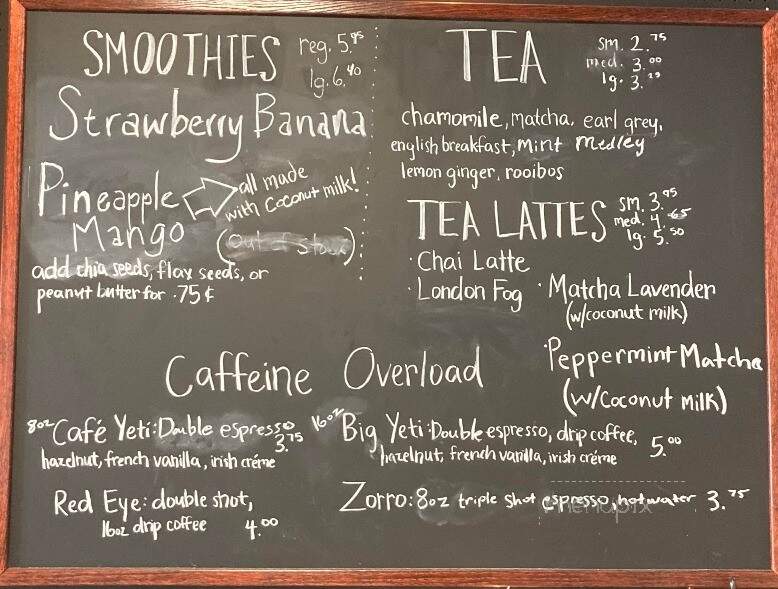 The Spot Coffee and Finery - Owensboro, KY menu_pic