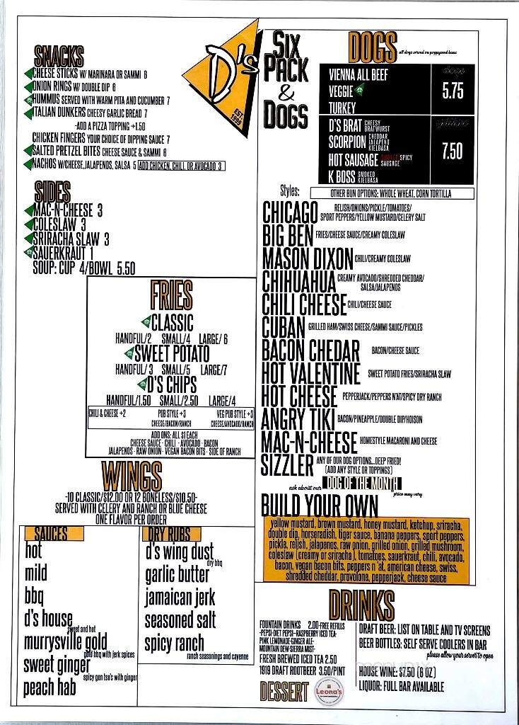 D's Six Pack & Dogs - Murrysville, PA menu_pic