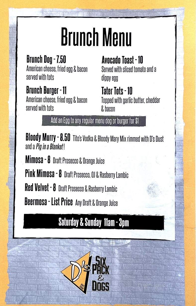 D's Six Pack & Dogs - Murrysville, PA menu_pic