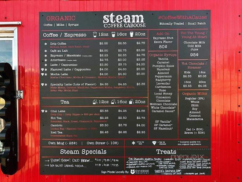 Steam Coffee Caboose - Salida, CO menu_pic