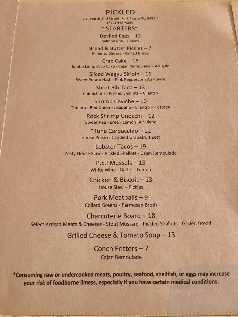 Pickled - Fort Pierce, FL menu_pic