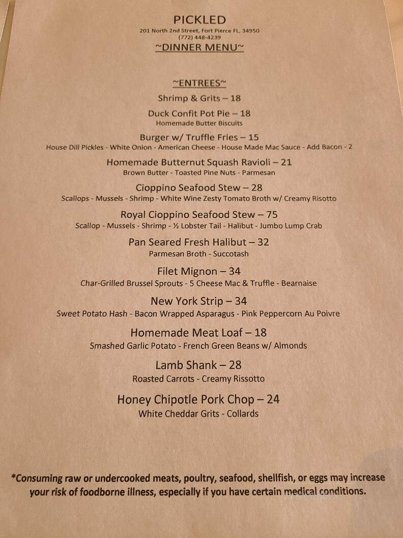 Pickled - Fort Pierce, FL menu_pic
