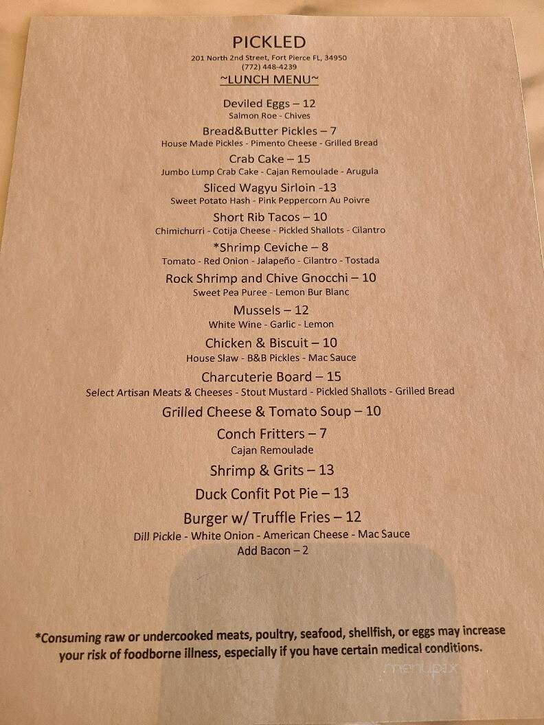 Pickled - Fort Pierce, FL menu_pic