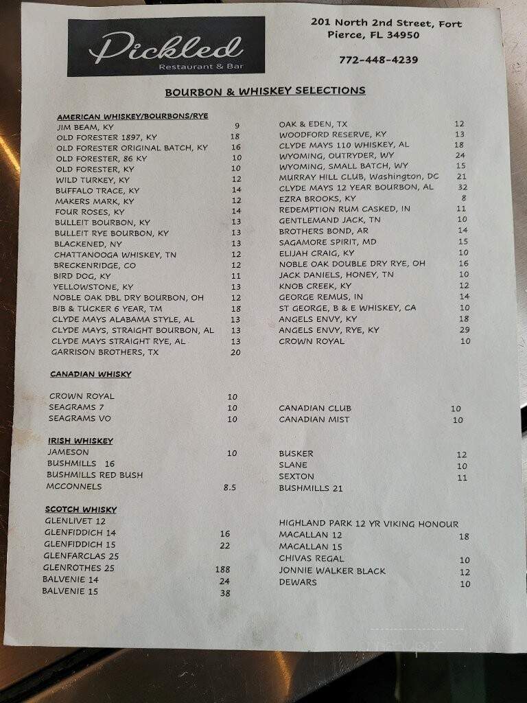 Pickled - Fort Pierce, FL menu_pic