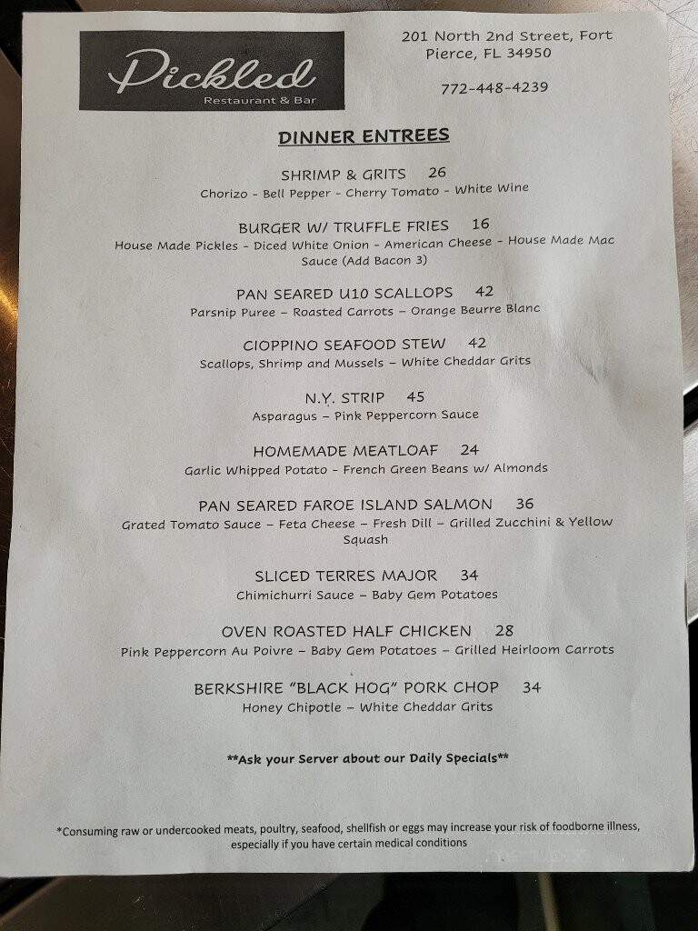 Pickled - Fort Pierce, FL menu_pic