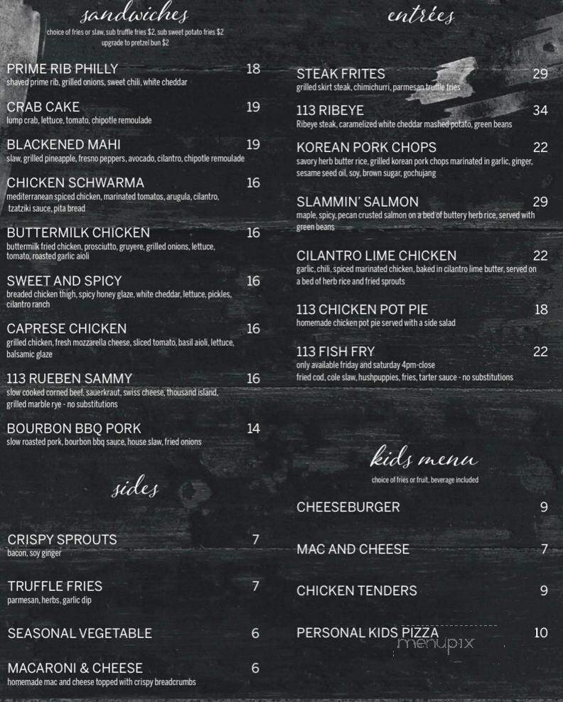 113 Main - Oswego, IL menu_pic