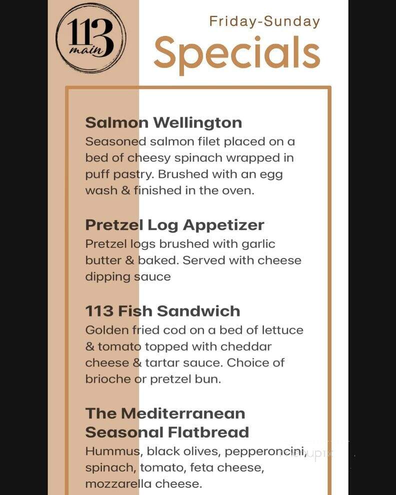 113 Main - Oswego, IL menu_pic