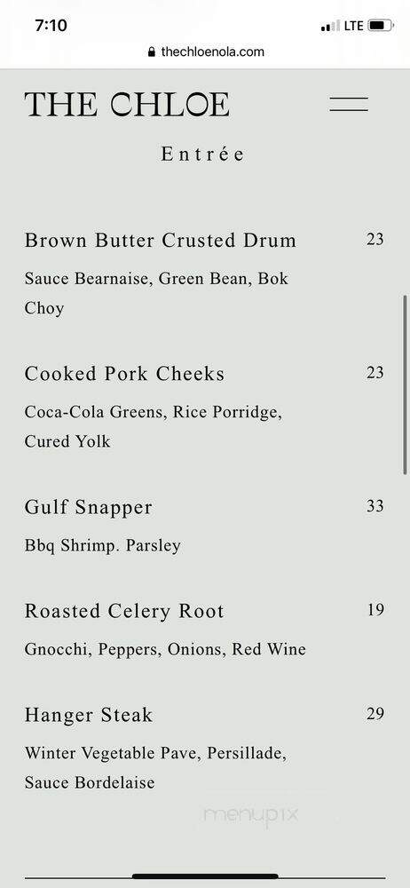 The Chloe - New Orleans, LA menu_pic
