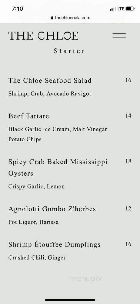 The Chloe - New Orleans, LA menu_pic