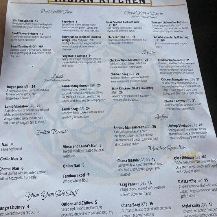 Indian Kitchen - Indian Wells, CA menu_pic