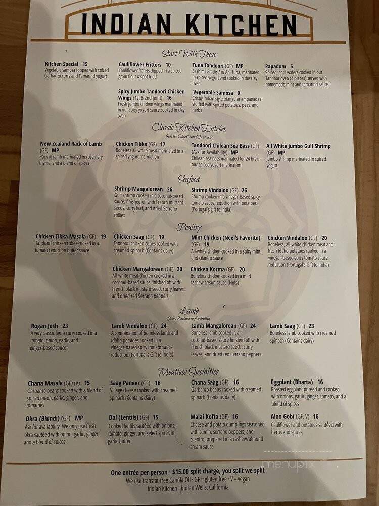 Indian Kitchen - Indian Wells, CA menu_pic