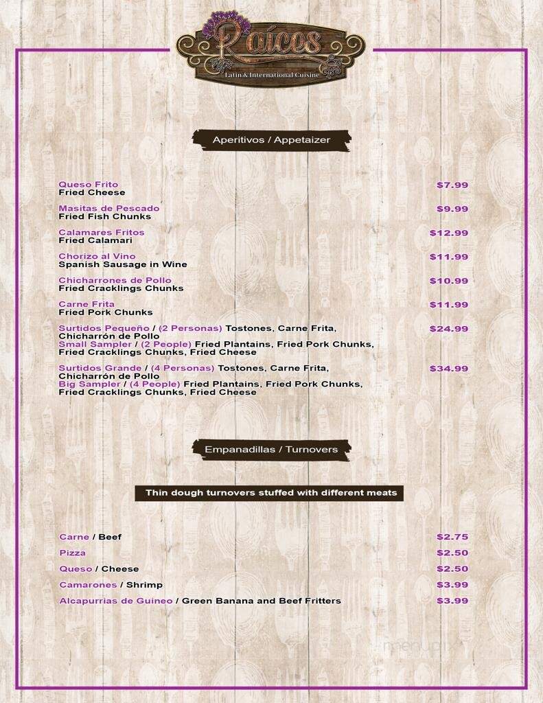 Raices Latin & International Cuisine - Avon Park, FL menu_pic
