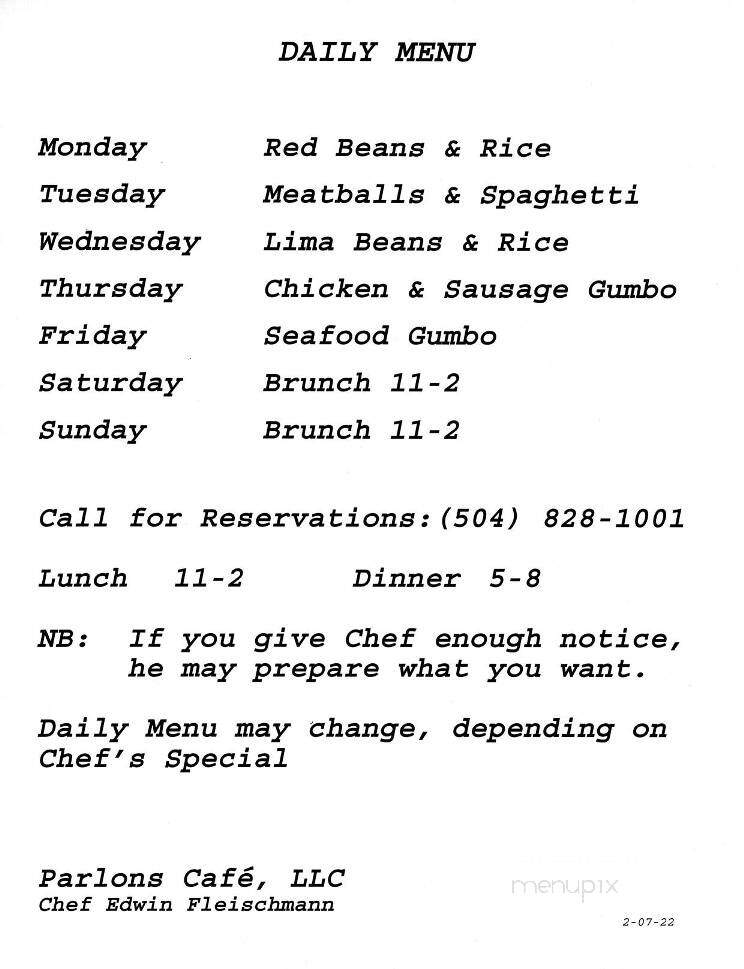 Parlons Cafe - Metairie, LA menu_pic