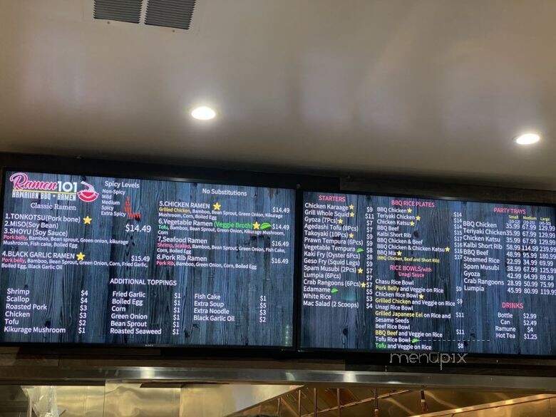 Ramen 101 - Vallejo, CA menu_pic