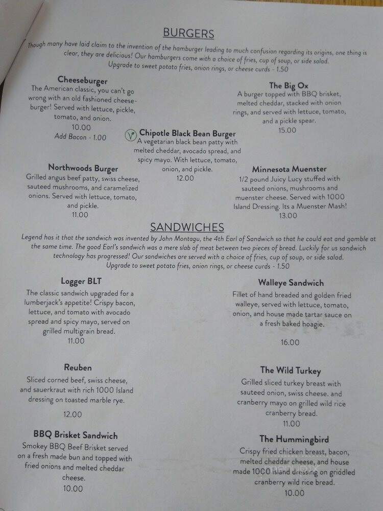 Douglas Lodge - Park Rapids, MN menu_pic