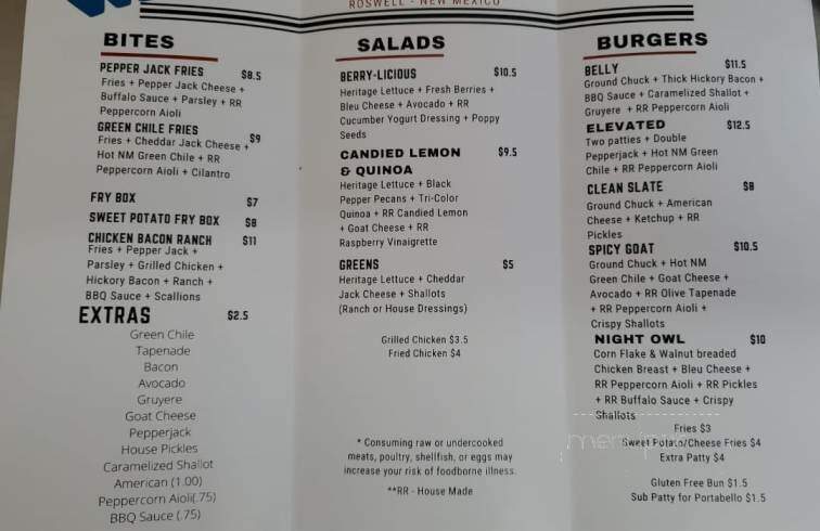 Roadrunner Cafe - Roswell, NM menu_pic
