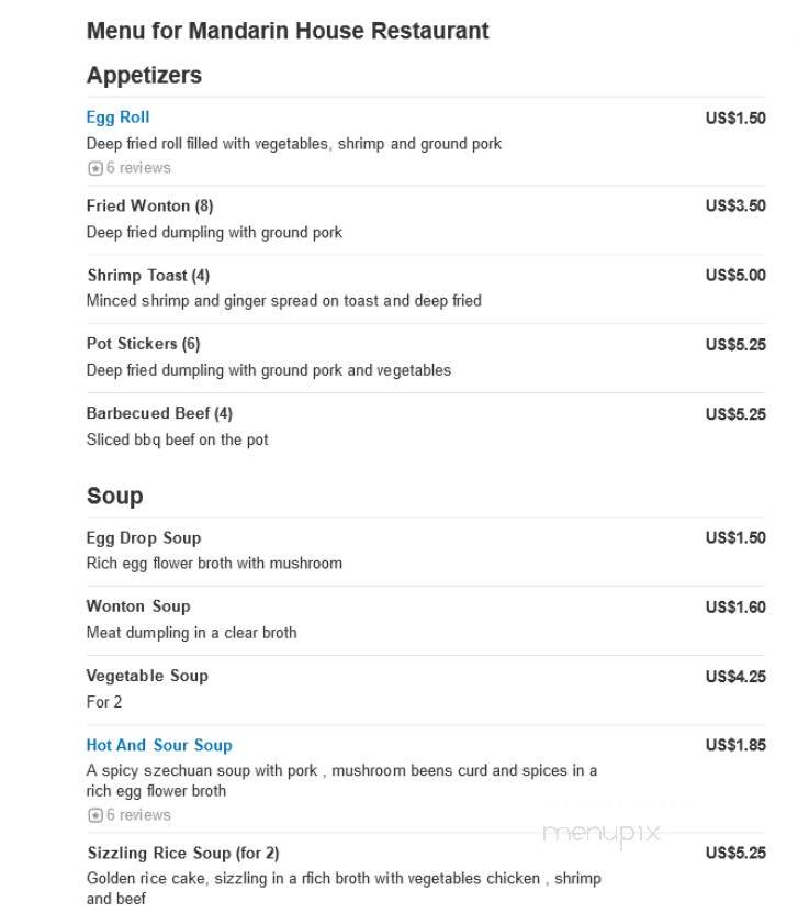 Mandarin House Chinese Restaurant - South Bend, IN menu_pic