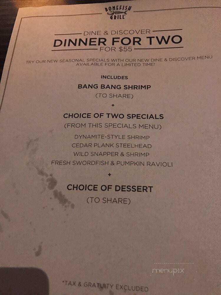 Bonefish Grill - Allen, TX menu_pic