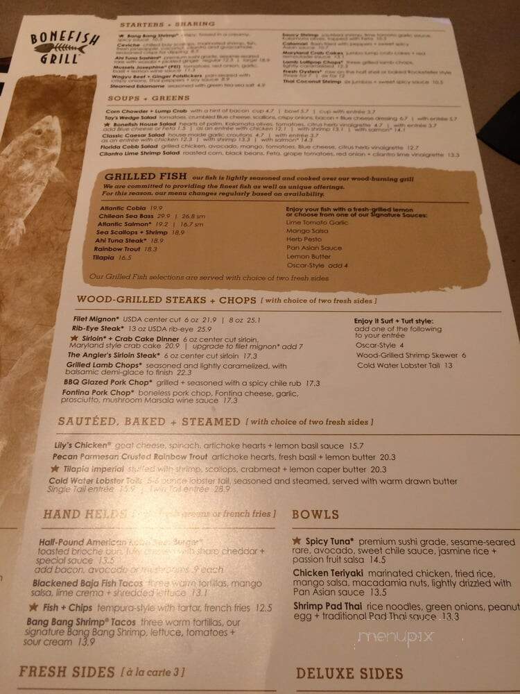 Bonefish Grill - Allen, TX menu_pic