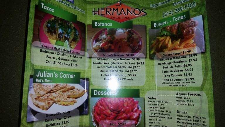 3 Hermanos Taqueria - Lancaster, TX menu_pic