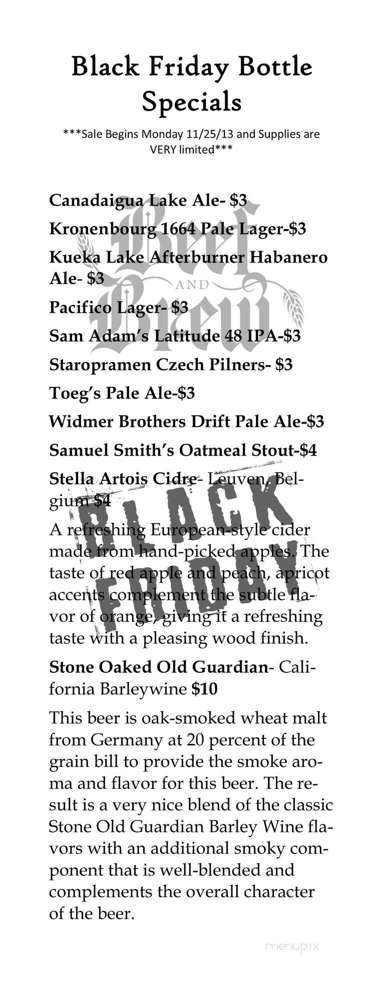 The Beef & Brew - Geneva, NY menu_pic