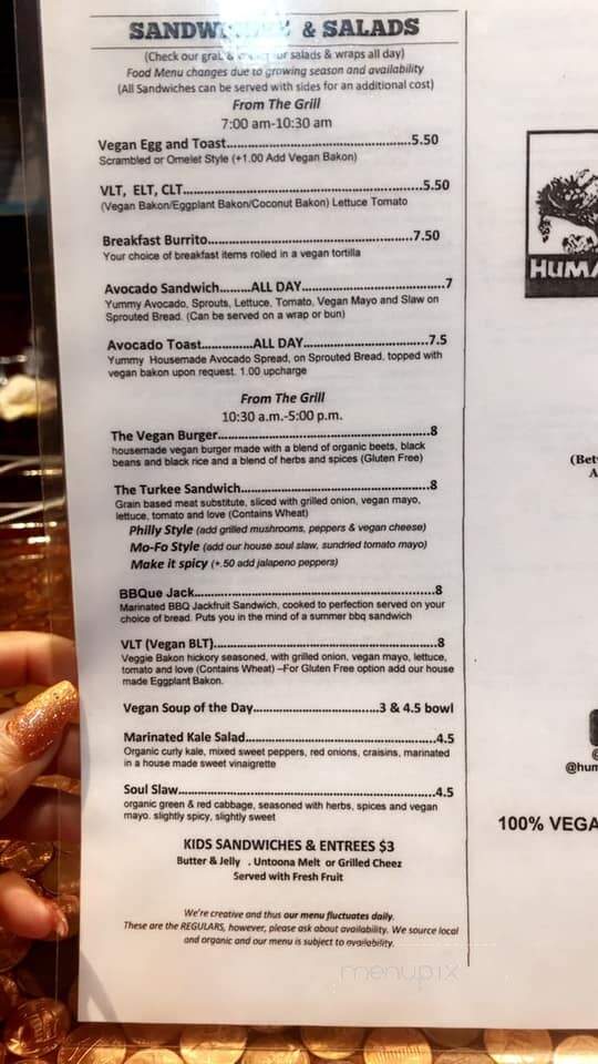 Humanitree House - Augusta, GA menu_pic