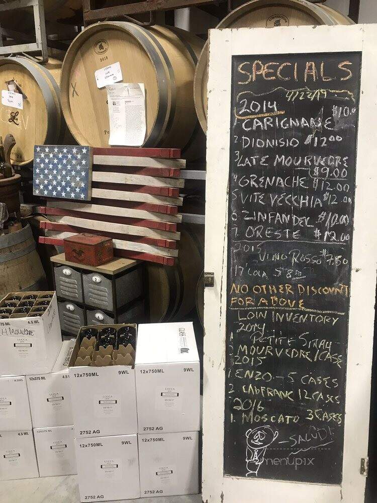 Lucca Winery - Ripon, CA menu_pic