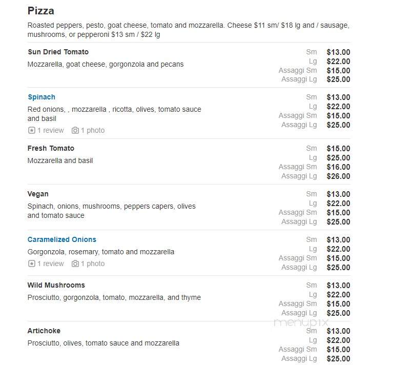 Oliva on Main - Bethlehem, CT menu_pic