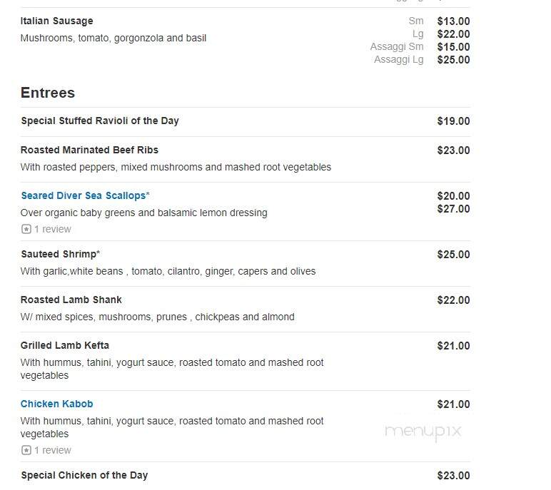 Oliva on Main - Bethlehem, CT menu_pic