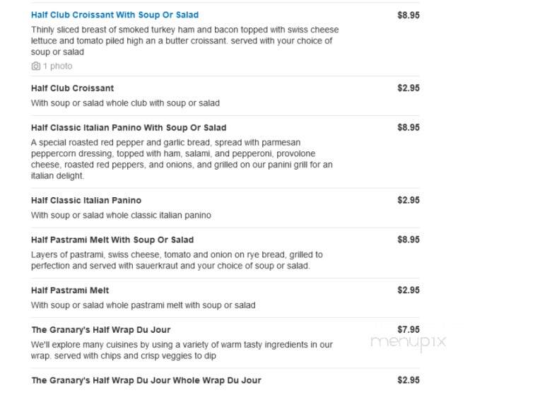 The Granary at Pine Tree Barn - Wooster, OH menu_pic