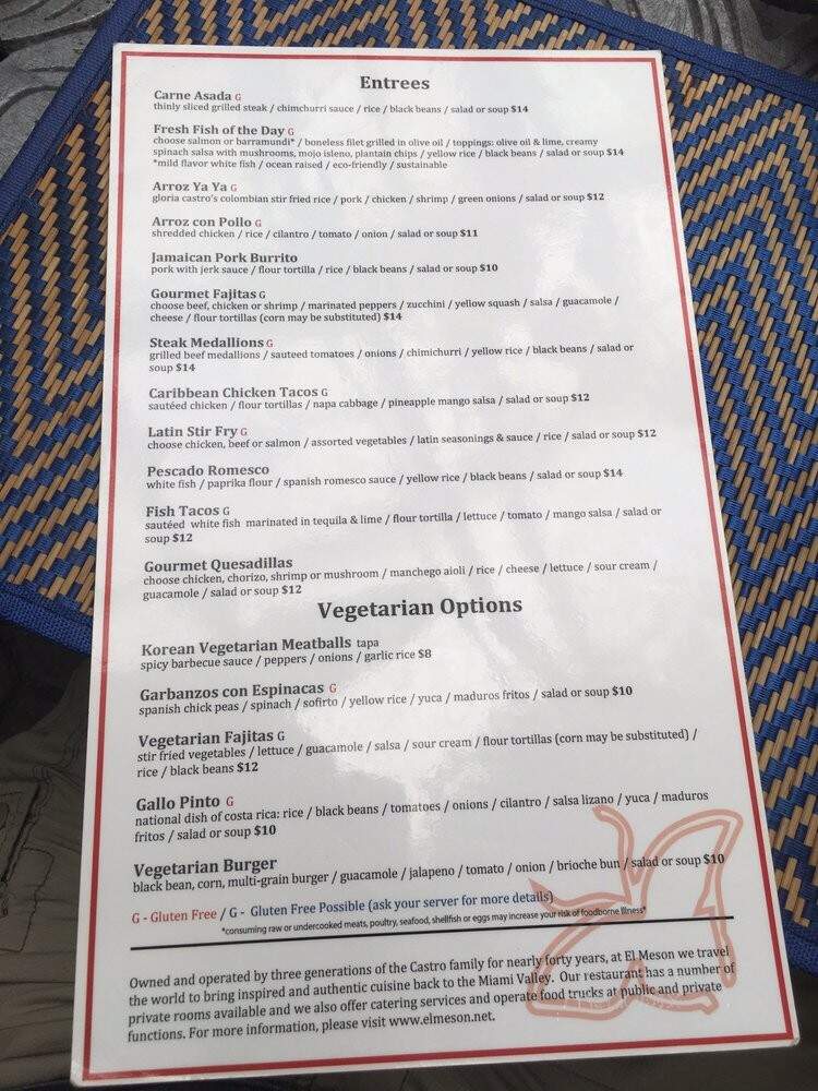El Meson Restaurante - Dayton, OH menu_pic